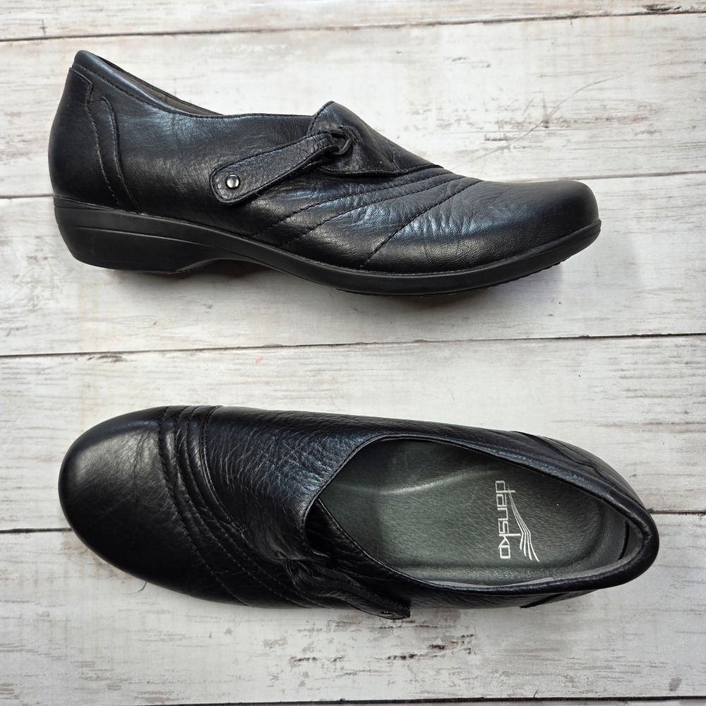 Dansko Franny Mary Jane Flats Leather Comfort Womens 39 Black Strap